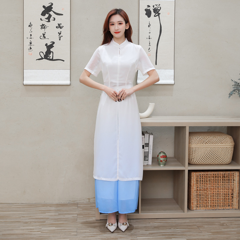 Dámska uniforma pre spa a pedikúru masérky, šifón, 70% polyester, odvádza vlhkosť, stojací golier, krátke rukávy