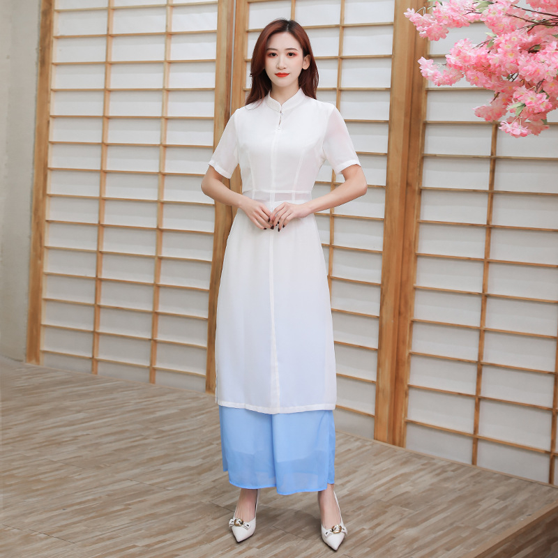 Dámska uniforma pre spa a pedikúru masérky, šifón, 70% polyester, odvádza vlhkosť, stojací golier, krátke rukávy