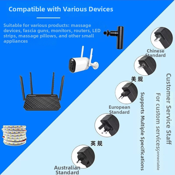 Gransheng GLS-24 barošanas adapteris ar gumijas korpusu, ievade 12V 2A, izejas spriegumi 24V/5V/9V (10W/12W/18W/24W)