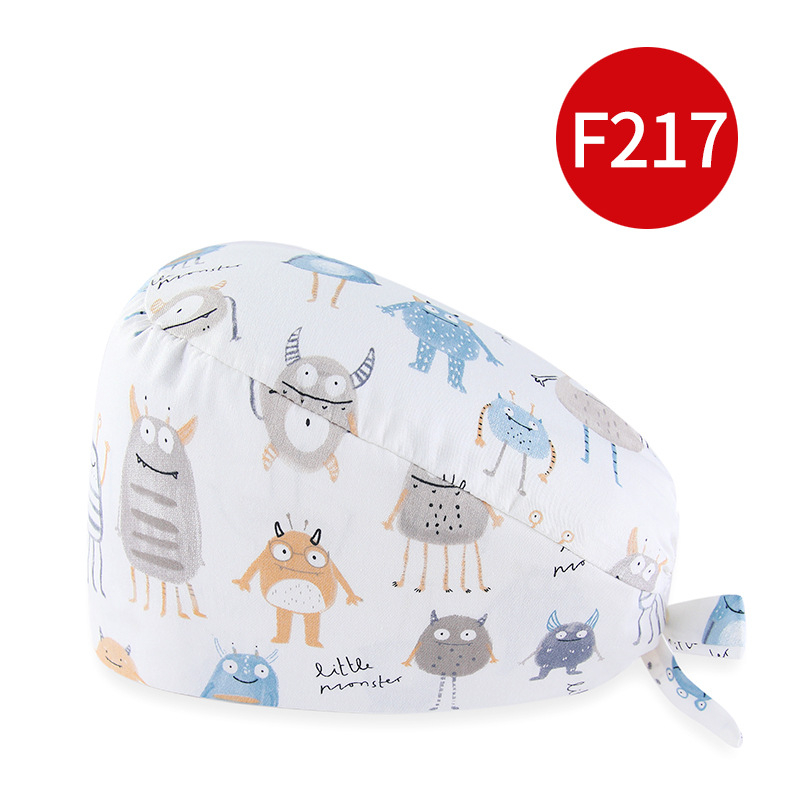 Unisex operācijas telpas cepure, kokvilna, plakans augšdaļas dizains, druka, iespēja uzdrukāt logotipu