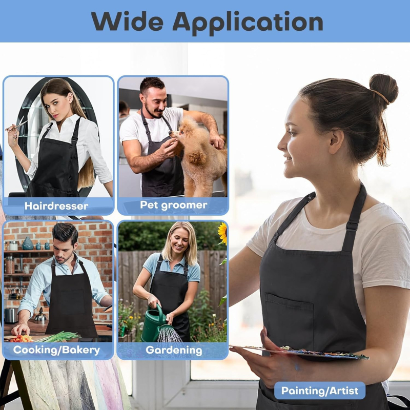 Фартук с reguliruема презрамка за врата, без ръкави, полиестер, против замърсяване, модерен стил.