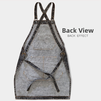 Деним престилка без ръкави за работа, анти-замърсяваща, модерен и семпъл стил, възможност за лицензиран частен етикет