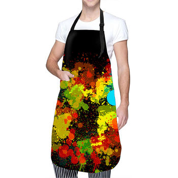 Персонализирана водоустойчива престилка против пръски с регулируема яка, без ръкави, полиестер, геометричен принт