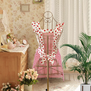 Престилка с ръкави — корейски стил, антизагрязняваща, флорални мотиви, марка Fabric Sample Story