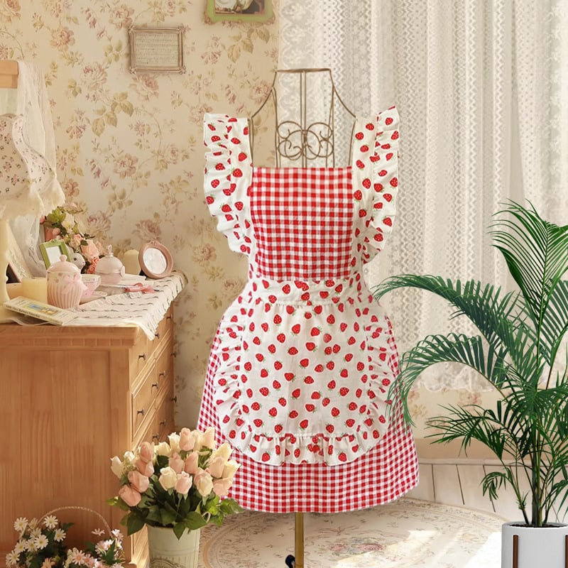 Престилка с ръкави — корейски стил, антизагрязняваща, флорални мотиви, марка Fabric Sample Story