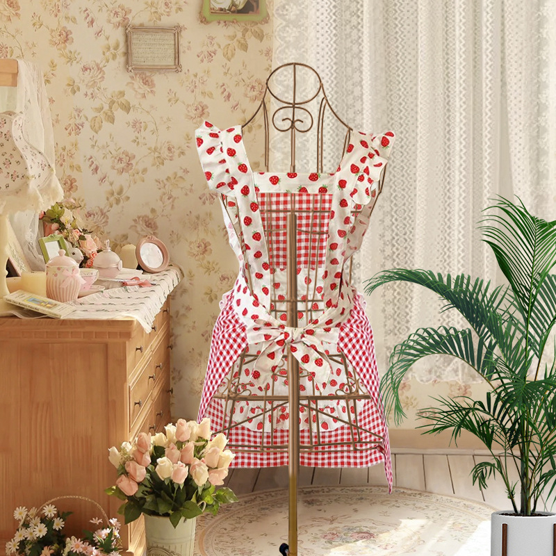 Престилка с ръкави — корейски стил, антизагрязняваща, флорални мотиви, марка Fabric Sample Story