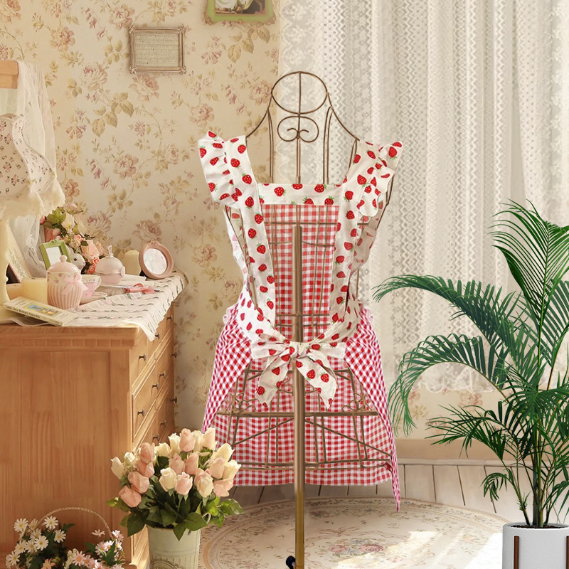 Престилка с ръкави — корейски стил, антизагрязняваща, флорални мотиви, марка Fabric Sample Story