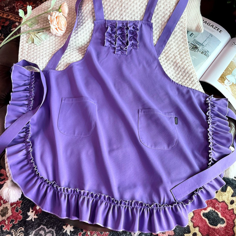 Безръкавна престилка от полиестер, антизамърсяващ финиш, модерен минималистичен стил, едноцветен дизайн