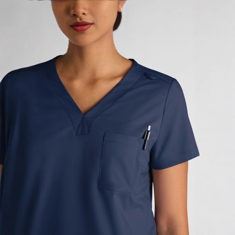 Unisex medicinska uniforma set, s odvajanjem vlage, kratki rukavi, V izrez, 72% poliester, 7% spandex