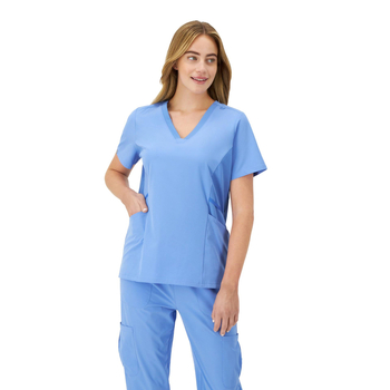 Unisex set zdravotných scrubs – krátke rukávy, V výstrih, materiál odvádza vlhkosť, 72% polyester, 7% elastán, vhodný do nemocnice aj veterinárnej kliniky
