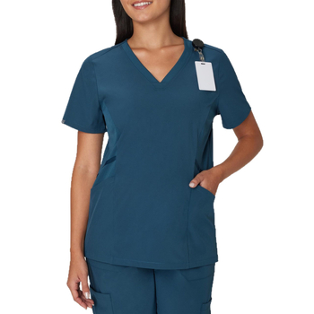 Unisex set zdravotných scrubs – krátke rukávy, V výstrih, materiál odvádza vlhkosť, 72% polyester, 7% elastán, vhodný do nemocnice aj veterinárnej kliniky