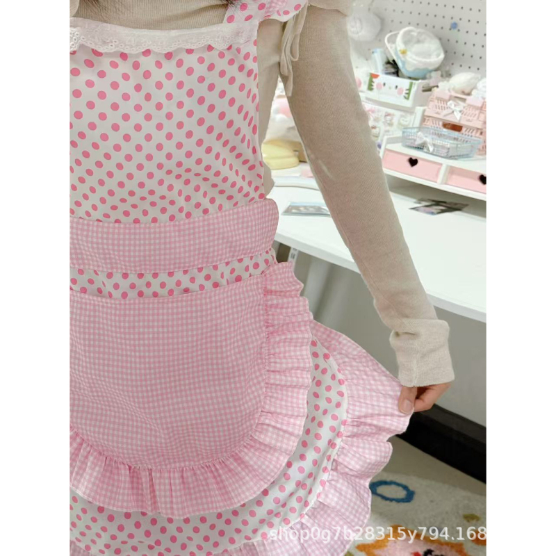 Фартук без ръкави, полиестер, сладък стил, модел: точкова шарка