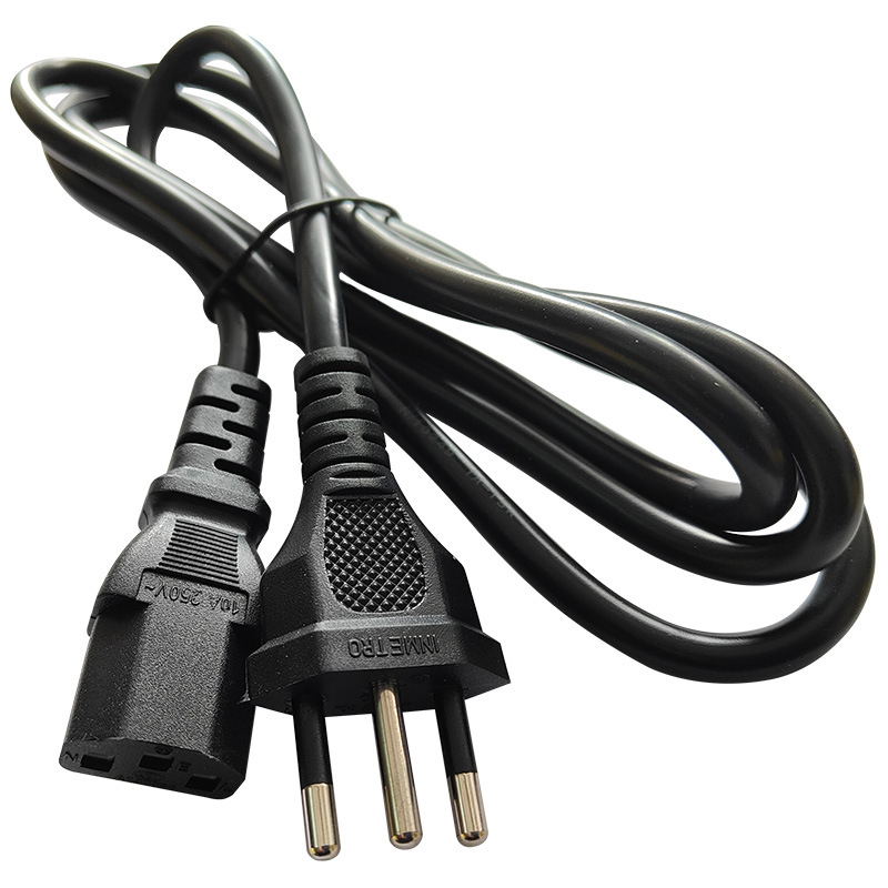 Захранващ кабел от чист мед, Бразилски 3-пинов щепсел, за уреди — марка Lin Yun Era, сертифициран според бразилски стандарт