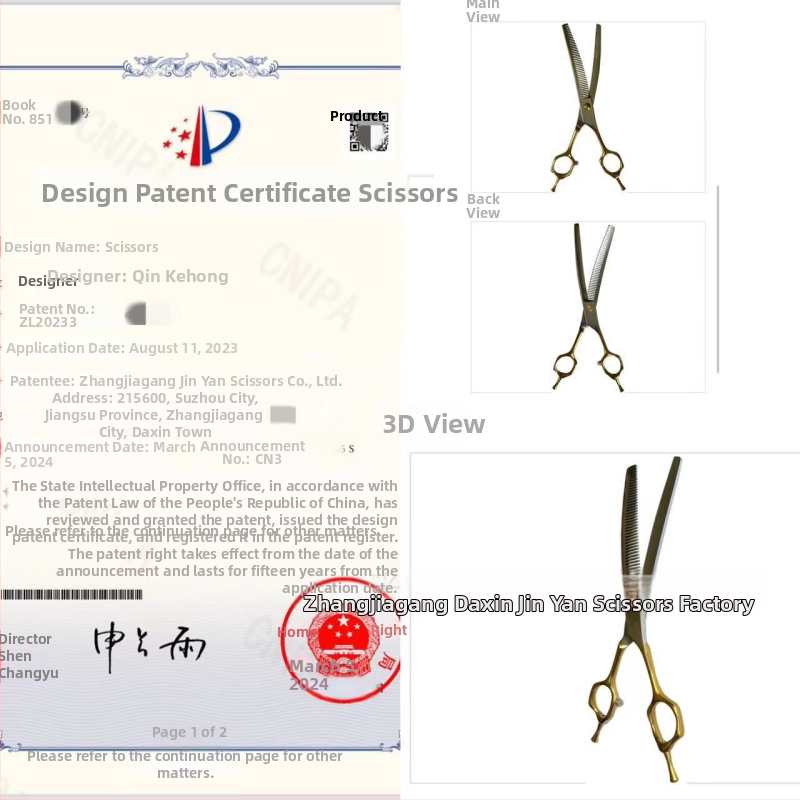 Dzīvnieku kopšanas šķēres komplekts, izliekta elkoņa forma, zobaina asmens, nerūsējošais tērauds, smalki pulēta virsma