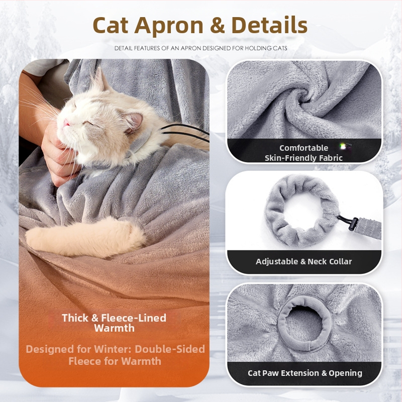 Kaķa priekšauts ar biezāku absorbējošu materiālu, novērš kaķa spalvas nolipšanu uz apģērbu, piemērots lietošanai ārā