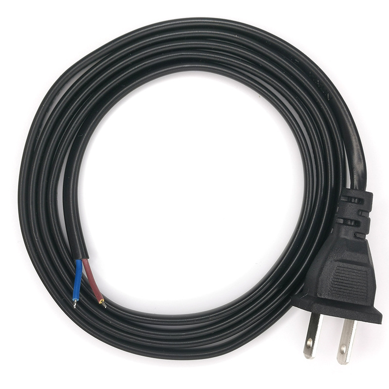 Захранващ кабел US стандарт, двуядрен, двупинов щепсел, чист мед, покритие от олово на щепсела