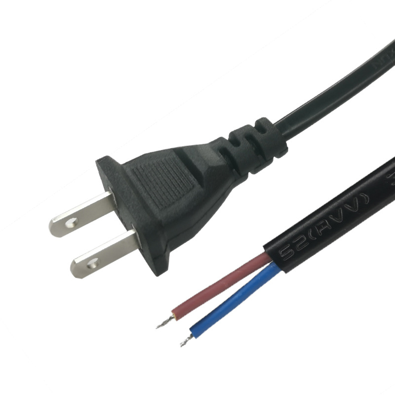 Захранващ кабел US стандарт, двуядрен, двупинов щепсел, чист мед, покритие от олово на щепсела