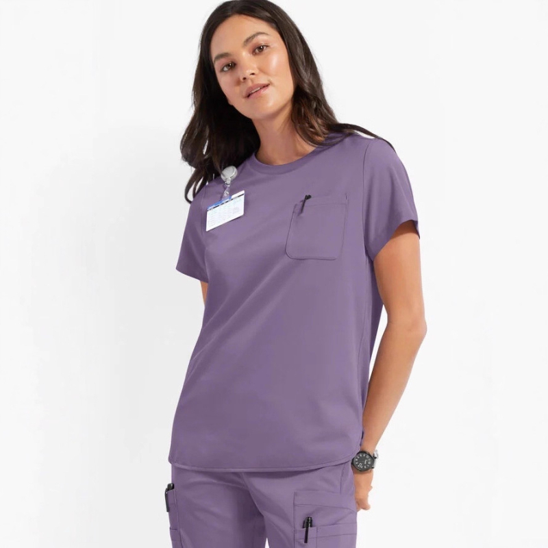 Unisex zdravotnícka súprava do práce, krátke rukávy, V-krk, materiál polyester/elastan, odvádza vlhkosť (72% polyester, 7% elastan), pre nemocničné kliniky a veterinárne kliniky, jeseň 2025