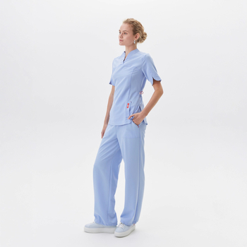 Set medicinske uniforme za osoblje s vlagu odvodećim materijalom, kratki rukav, V-izrez, unisex; poliester 72% / spandeks 7%