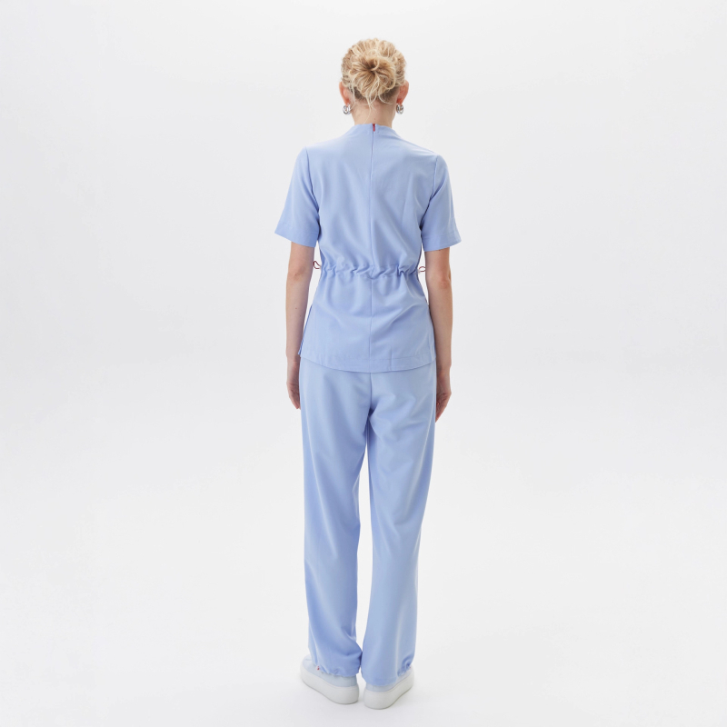 Set medicinske uniforme za osoblje s vlagu odvodećim materijalom, kratki rukav, V-izrez, unisex; poliester 72% / spandeks 7%