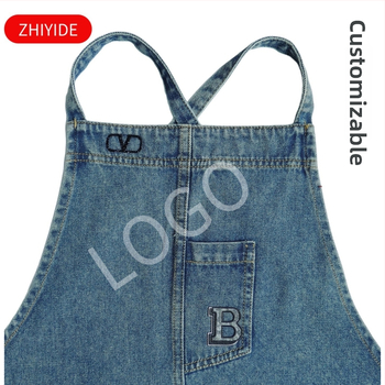 Денимова безръкавна престилка с персонализирано лого, японски стил, против замърсяване, за различни сценарии на употреба