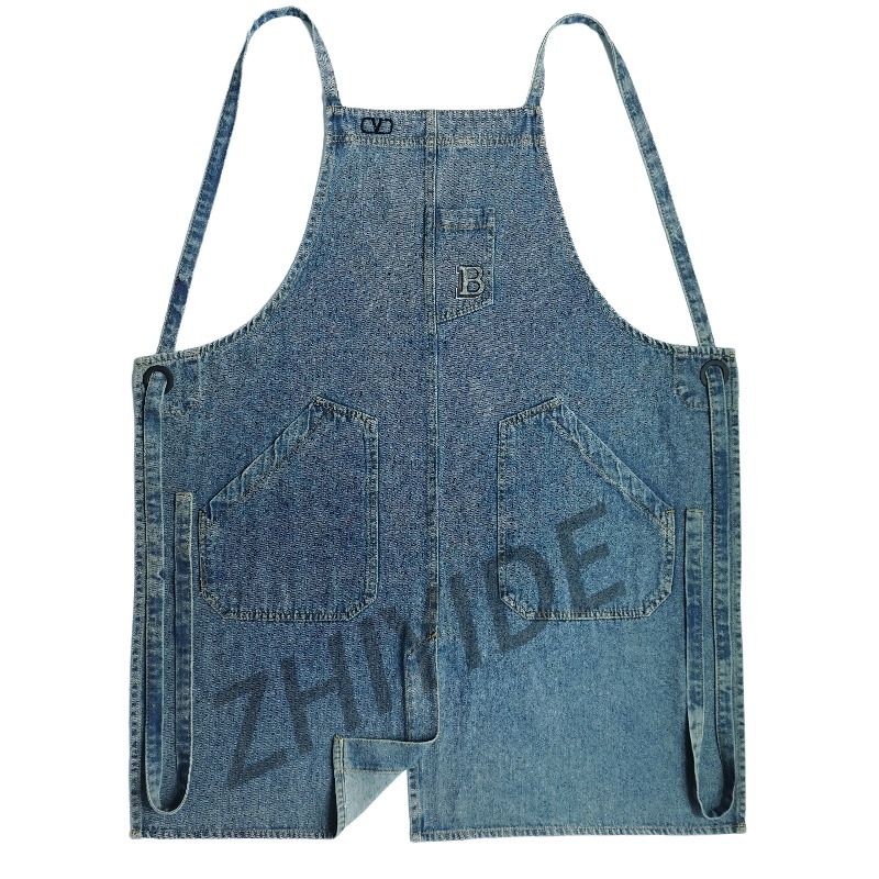 Денимова безръкавна престилка с персонализирано лого, японски стил, против замърсяване, за различни сценарии на употреба
