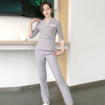 Dámske odevy kozmetického salónu — odvádzanie vlhkosti, hlavná tkanina 90% acetát, polyesterové vlákno