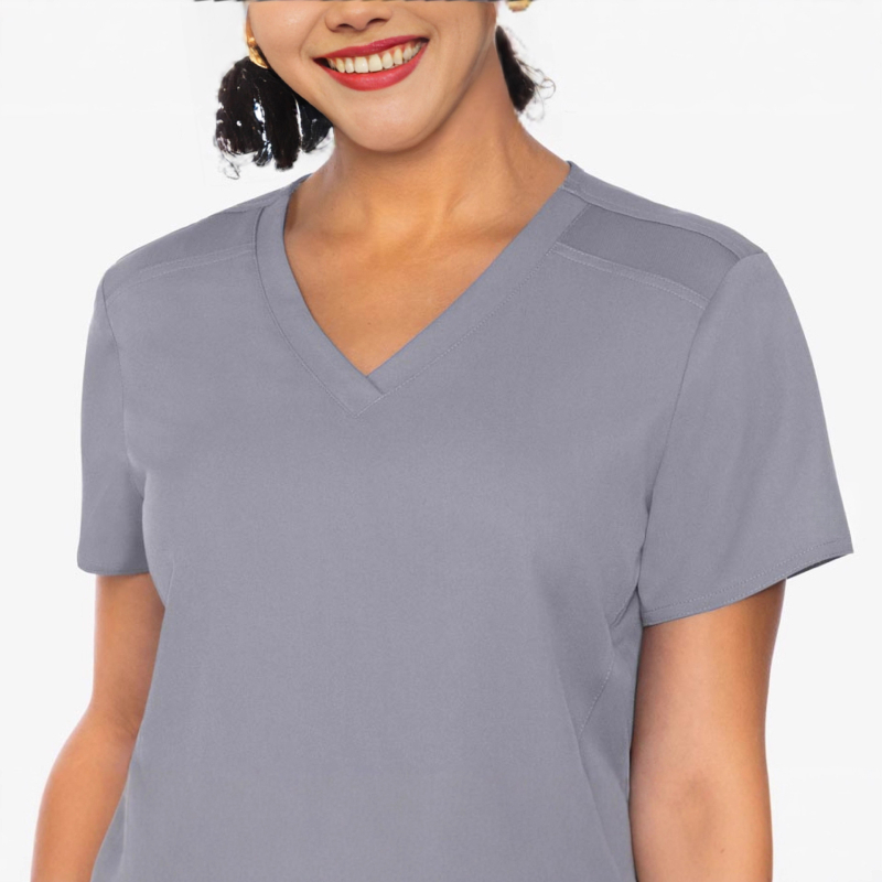Unisex medicinski scrubs set za bolnice i veterinarske klinike, poliester-elastan blend (72% poliester, 7% elastan), kratki rukavi, V-izrez, jesenska 2025 verzija