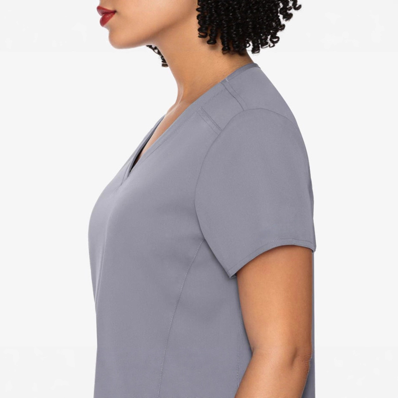 Unisex medicinski scrubs set za bolnice i veterinarske klinike, poliester-elastan blend (72% poliester, 7% elastan), kratki rukavi, V-izrez, jesenska 2025 verzija