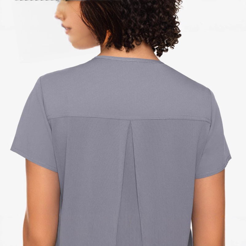 Unisex medicinski scrubs set za bolnice i veterinarske klinike, poliester-elastan blend (72% poliester, 7% elastan), kratki rukavi, V-izrez, jesenska 2025 verzija