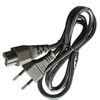 Захранващ кабел за лаптоп адаптер, медно-покрит алуминиев проводник, PVC изолация, европейски стандарт двупинов щепсел, сертифициран по германски стандарт