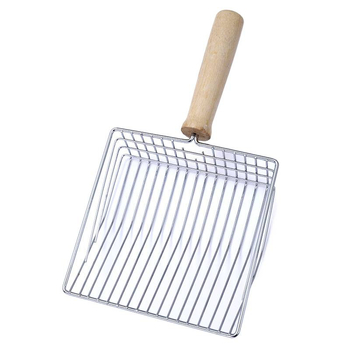 Lingură metalică pentru nisip de pisică, mâner din lemn (fir de fier cu electroplacare; pentru pisici; fără import; fără marcă privată)