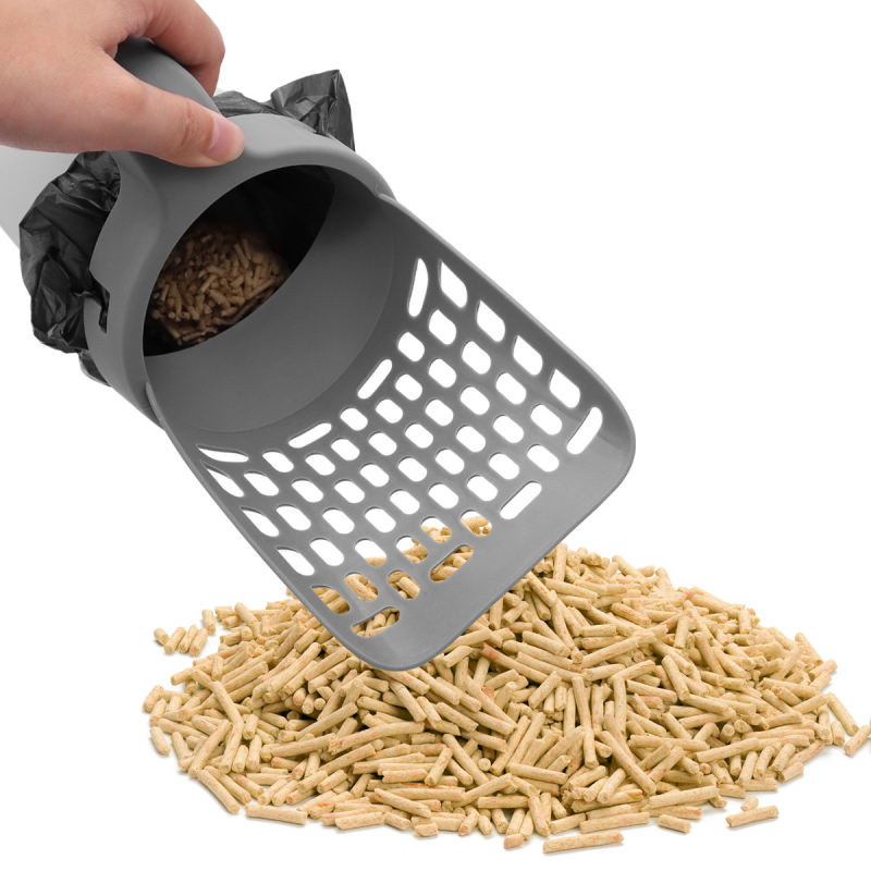 Set lopată nisip pisică cu coș de gunoi detașabil, design două-in-unul, material PP, compatibil universal, brand SORADD