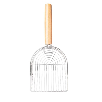 Lopată pentru nisip de pisică, a cincea generație, cu cârlig metalic și mâner din lemn, universal pentru nisip de tofu și bentonit, brand Honghai