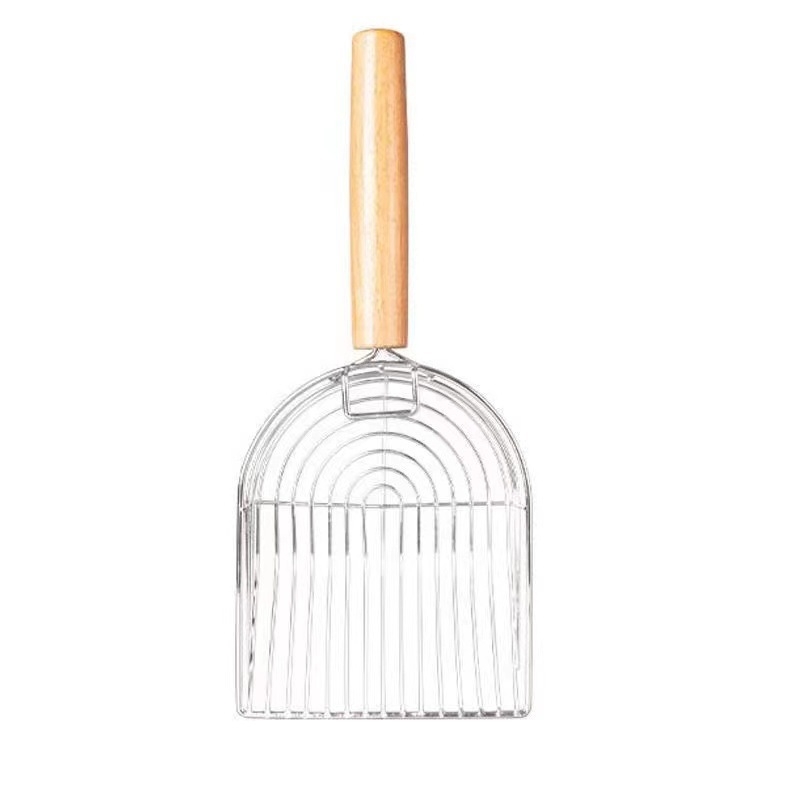 Lopată pentru nisip de pisică, a cincea generație, cu cârlig metalic și mâner din lemn, universal pentru nisip de tofu și bentonit, brand Honghai