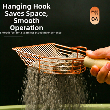 Lingură metalică pentru nisipul pisicii, a cincea generație, cu orificii mari, brand Cute and cute, cod Al736483987281