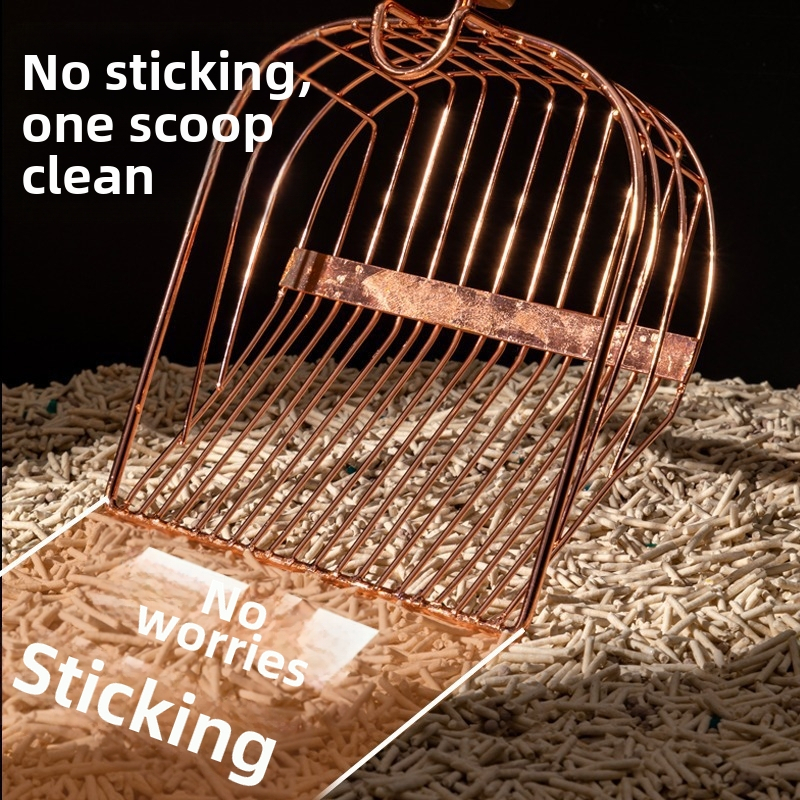 Lingură metalică pentru nisipul pisicii, a cincea generație, cu orificii mari, brand Cute and cute, cod Al736483987281