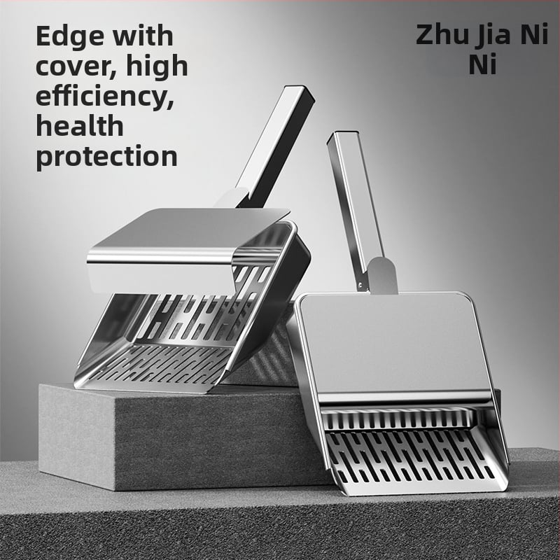 Macskaalom-szedegető kanál fedéllel, rozsdamentes acélból, többfunkciós, finom lyukakkal