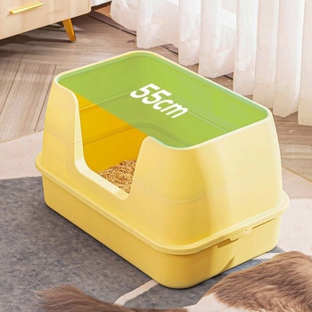 PP kutija za mačji pijesak, sklopiva poluzatvorena konstrukcija, otvoren dizajn, uključuje lopaticu za pijesak, pogodno za mačke do 10 kg