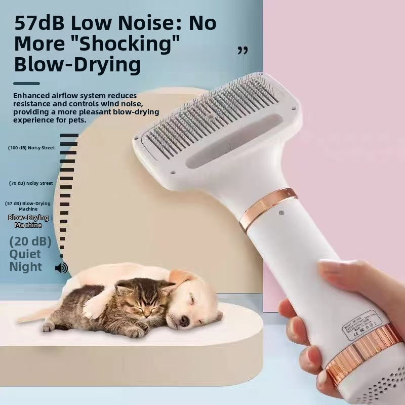 Viskas viename: gyvūnų plaukų džiovintuvas su šepetėliu – greitas džiovinimas šunims ir katėms, 2000W+, ≤36V, universalus naudojimas