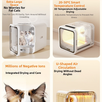 Mājdzīvnieku žāvēšanas un mazgāšanas kastīte – Automātiska žāvēšana kaķiem un suņiem, 1600–1999W, universāla izmantošana, bez rotējošas rokas