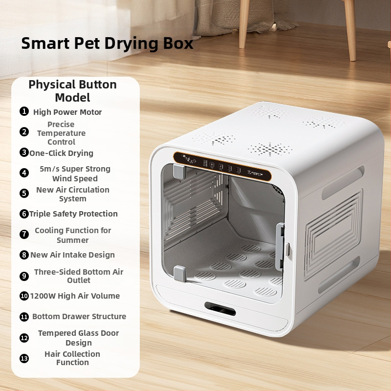 Mājdzīvnieku žāvēšanas un mazgāšanas kastīte – Automātiska žāvēšana kaķiem un suņiem, 1600–1999W, universāla izmantošana, bez rotējošas rokas