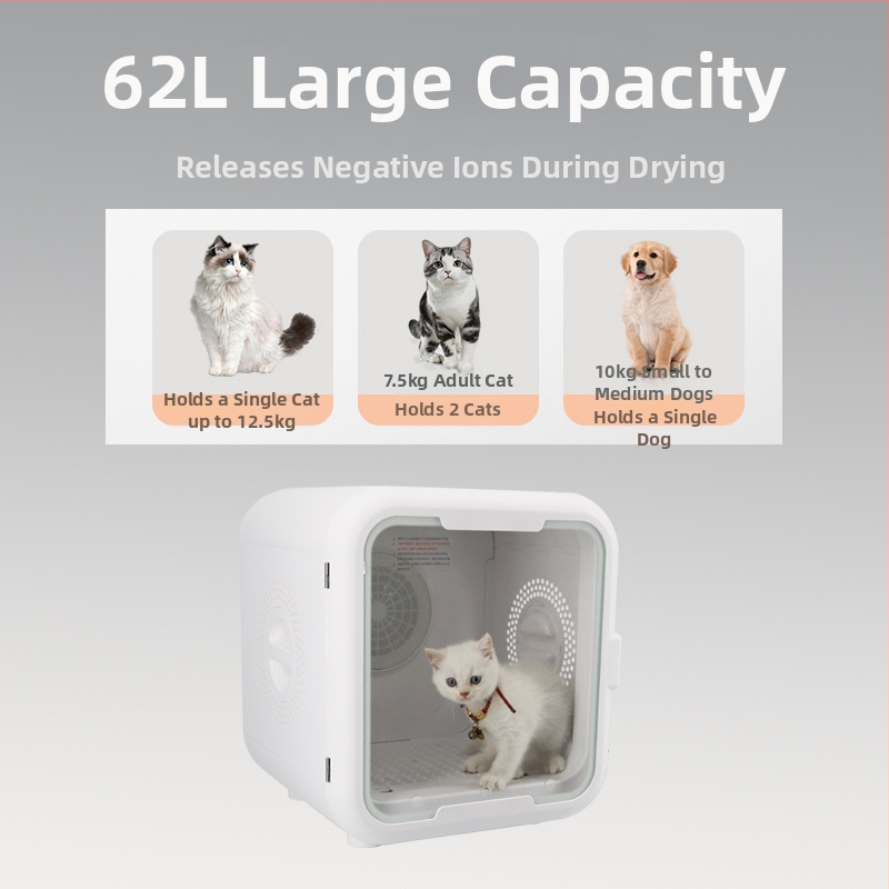 Automātiska žāvēšanas kastīte mājdzīvniekiem kaķiem ar UV sterilizāciju, klusums, vadība ar lietotni (Modeļa LQ-HG100; 1000–1199W; 220V; Kaķiem; UV sterilizācija + negatīvā jonizācija matos)