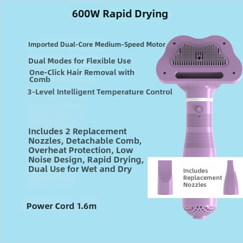 Suņu un kaķu apmatojuma žāvētājs un kopšanas rīks, Boom tips, 2000W+, pārkaršanas aizsardzība, universāla saderība