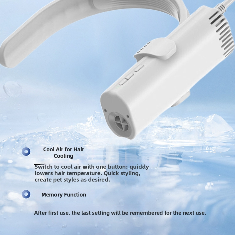 Matu žāvētājs mājdzīvniekiem ar kakla stiprinājumu – augsta jauda, zems trokšņa līmenis, negatīvie joni, 1600–1999W, 220V