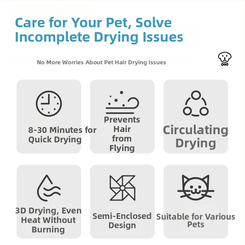 Šunų ir kačių džiovinimo maišas su oro pūtimu – modelis 001, apsauga nuo perkaitimo, galia mažesnė nei 1000W, bendro naudojimo