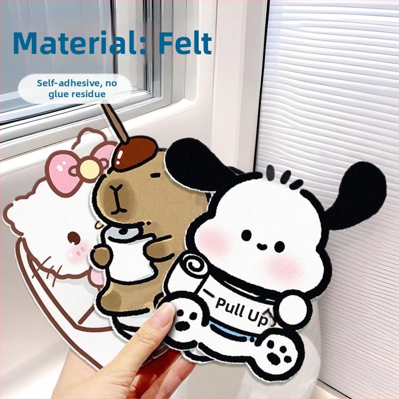 Самозалепващ карикатурен стикер за тоалетна, персонализируем, фетров материал, карикатурен мотив, модерен минималистичен стил, за входове и търговски пространства