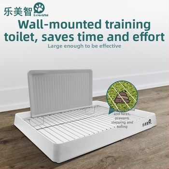 Toaleta pre psa s prepážkou, na stenu namontovaná, proti striekaniu, z plastu, Značka What a Beautiful