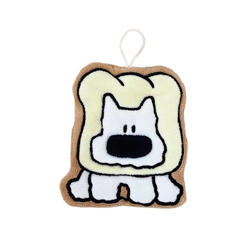 Rankšluostis rankoms su mielu šuniuko motyvu, koralinis pūkas audinys, siuvinėtas, 150d siūlai, svoris 30–50 g, skirtas voniai su kabykla