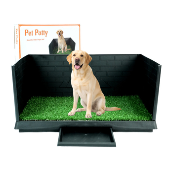 Šunų tualetas su barjeru, dirbtinė žolė šlapinimuisi, treniruotė fiksuoto defekacijos taško, tinkamas vidutinio ir didelio dydžio šunims